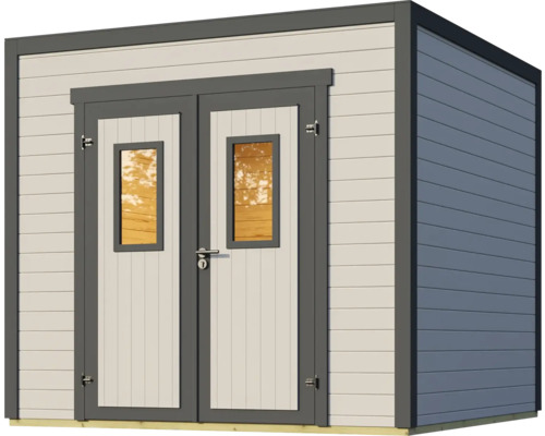 Holzgartenhaus mit Doppeltür und Fenstern