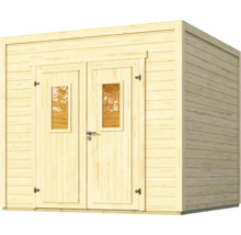 Holzgartenhaus mit Doppeltür und Fenstern