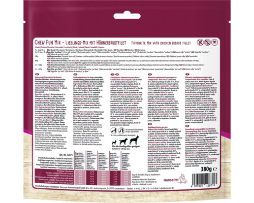 Chew Fun Mix Lieblings Mix mit Hühnchenbrustfilet, Hundesnack