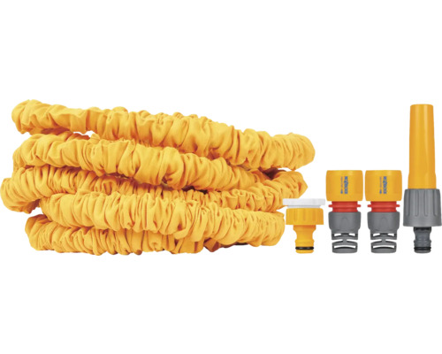 Dehnbarer Gartenschlauch mit Gartenschlauchanschlüssen