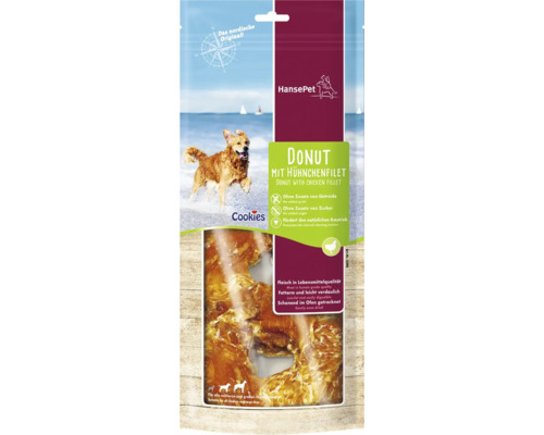 Hansepet Donut mit Hühnchenfilet Hundesnack in der Verpackung