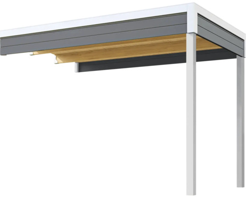 Dachanbau Gartenhaus Outdoor Life Felix 1,5/Fynn 1,5 300 x 200 cm carbongrau Carport mit Stahlpfosten und grauem Dach