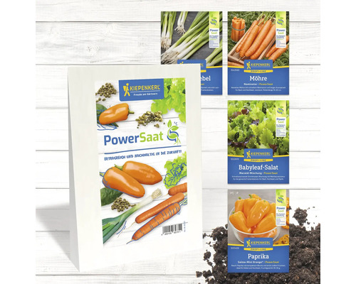 Mehrere Kiepenkerl PowerSaat Saatguttüten mit Gemüseabbildungen
