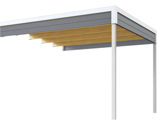 Pergola mit Holzdekor und Aluminiumrahmen