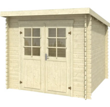 Holzgartenhaus mit Doppeltür und Fenstern