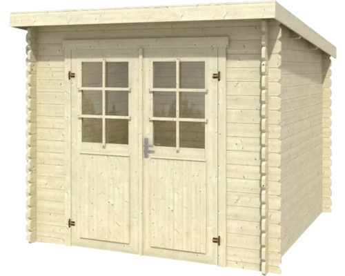 Holzgartenhaus mit Doppeltür und Fenstern