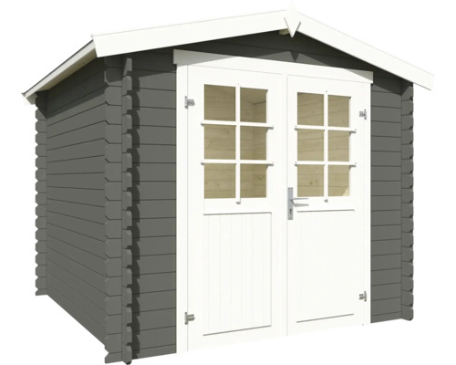 Holzgartenhaus mit Doppeltür und Fenstern