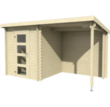 Holzgartenhaus mit Tür und Veranda