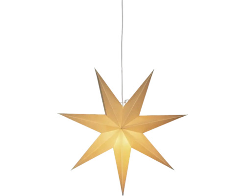 LED Lichtobjekt Konstsmide Stern beige Lichtfarbe warmweiß Goldener Papierstern zum Aufhängen