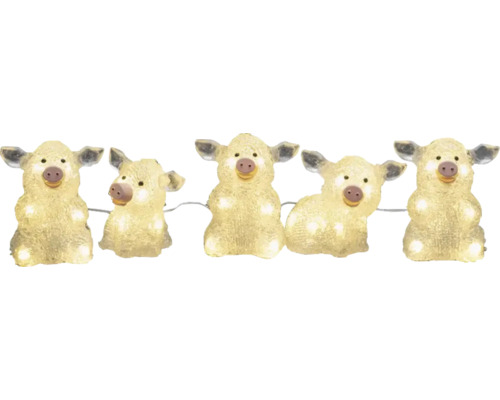 LED Leuchtfigur Konstsmide Acryl Schweine H 40 LEDs Lichtfarbe warmweiß dimmbar Lichterkette mit Schweinchenfiguren für den Innenbereich
