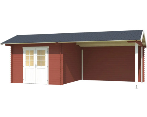 Holzgartenhaus mit Doppeltür und Unterstand