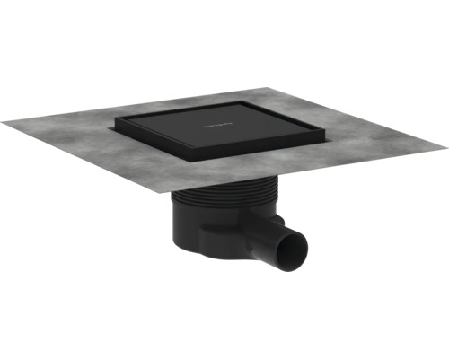 Punktablauf hansgrohe RainDrain Brilliance 150/150 schwarz matt rückseitig befliesbar 56251670 Duschablauf mit Abdichtmanschette