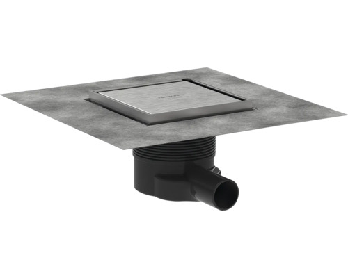 Punktablauf hansgrohe RainDrain Brilliance 150/150 edelstahl gebürstet rückseitig befliesbar 56251800 Bodenablauf mit quadratischer Abdeckung
