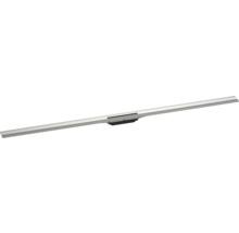Duschrinne aus Metall mit schwarzem Ablauf