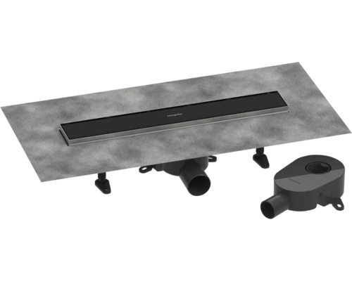 Duschrinne hansgrohe RainDrain Go 500 mm für flache und Standard Installation schwarz matt rückseitig befliesbar 56270670
