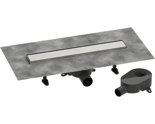 Duschrinne hansgrohe RainDrain Go 500 mm für flache und Standard Installation edelstahl gebürstet rückseitig befliesbar 56270800