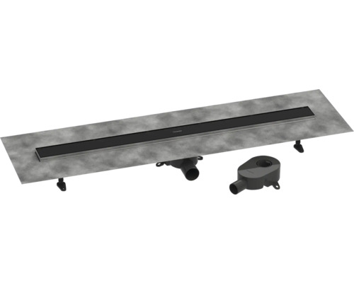 Duschrinne hansgrohe RainDrain Go 1000 mm für flache und Standard Installation schwarz matt rückseitig befliesbar 56275670