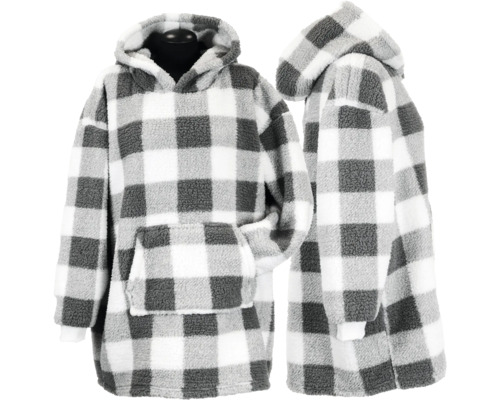 Kapuzenpullover Oversized Hoody Donna dunkelgrau 70x50x87 cm Flauschiger Oversize-Hoodie mit Karomuster und Kapuze