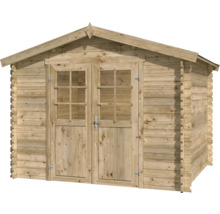 Holzgartenhaus mit Doppeltür und Fenstern