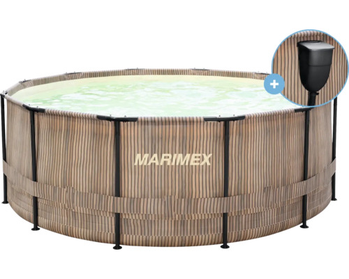 Marimex Frame Pool mit Bambus-Optik und Filterpumpe