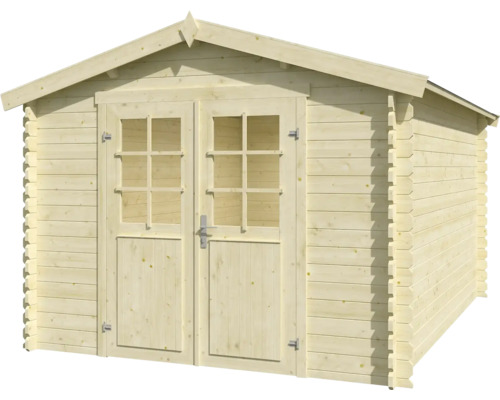 Holzgartenhaus mit Doppeltür und Fenstern