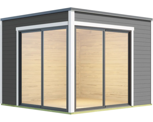 Gartenhaus mit Schiebetüren aus Glas