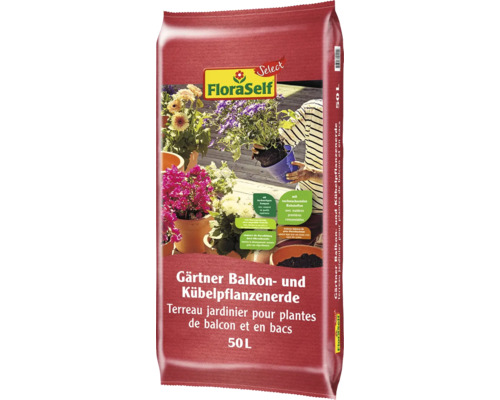 FloraSelf Gärtner Balkon- und Kübelpflanzenerde, 50 Liter Sack