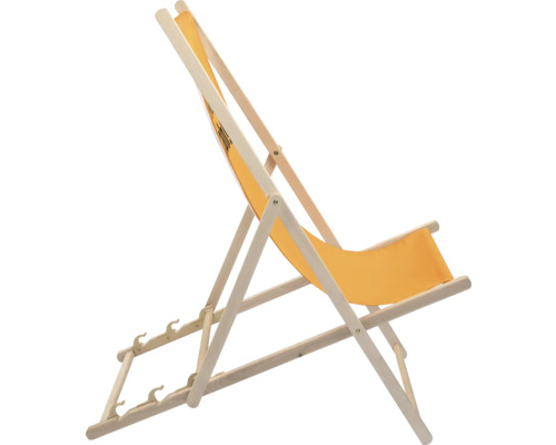 Liegestuhl aus Holz mit Stoffbezug