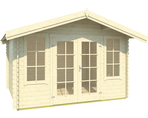 Holzgartenhaus mit Doppeltür und Fenstern