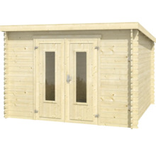 Holzgartenhaus mit Doppeltür und Fenstern