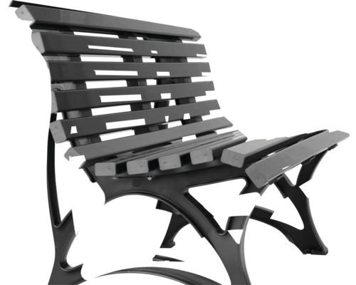 Parkbank mit Lattenstruktur aus Metall