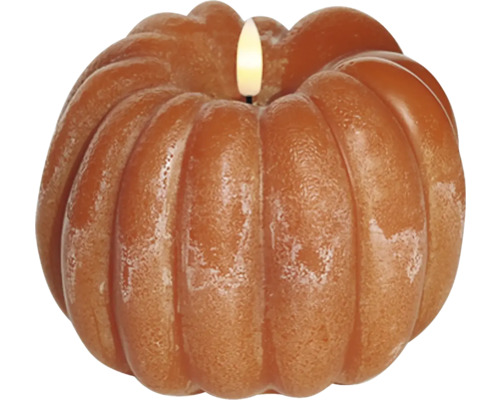 LED Kerze Kürbis Lafiora Lichtfarbe warmweiß Ø 13,7 cm H 11,5 cm orange inkl. 6 Stunden Timer Dekorative Kürbiskerze für Herbstdekoration