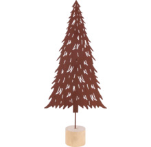 Dekorativer Weihnachtsbaum aus Metall auf Holzsockel