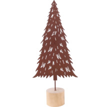 Dekorativer Weihnachtsbaum aus Metall auf Holzsockel