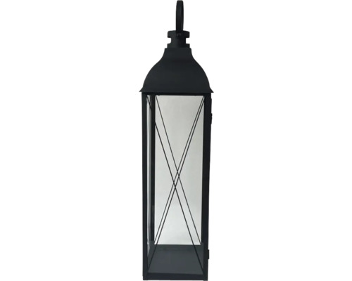 Dekorative Laterne aus Metall und Glas mit Tragegriff.