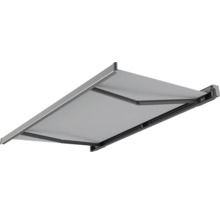 Kassettenmarkise 3,5x2,5 Stoffdessin 5853 (Mineral) Gestell DB703 dunkelgrau Motor Rechts inkl.LED-Beleuchtung (Ausfallprofil),Fernbedienung