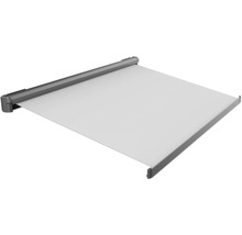 Kassettenmarkise 4x2,5 Stoffdessin 5853 (Mineral) Gestell DB703 dunkelgrau Motor Rechts inkl.LED-Beleuchtung (Ausfallprofil),Fernbedienung