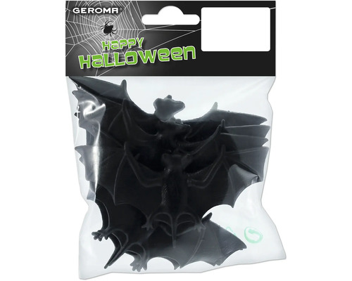 6 Fledermäuse Halloween Kunststoff schwarz 10,5 cm schwarz Halloween-Dekoration Fledermäuse im Paket