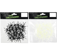 Schwarze und leuchtende Halloween Spinnen Dekoration im Set