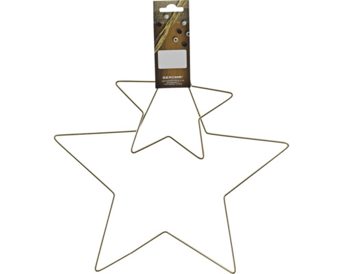 Zwei goldfarbene Drahtsterne zum Dekorieren