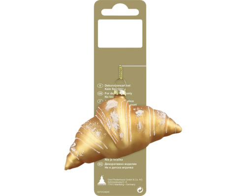 Künstlicher Croissant-Weihnachtsbaumschmuck mit Aufhänger