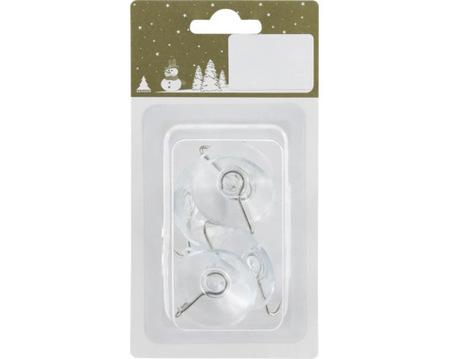 Saugnäpfe mit Haken Kunststoff Ø 4,2 cm transparent 6 Stück Saugnapf mit Haken im Blisterpack