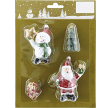 Weihnachtsfiguren Set mit Weihnachtsmann, Schneemann, Weihnachtsbaum und Geschenk