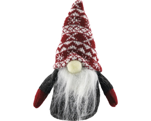 Dekofigur Zwerg mit gestrickter Mütze und Bart