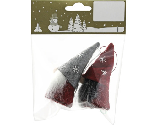 Weihnachtsbaumanhänger Wichtel aus Filz/Stoff 2 Stück Zwei dekorative Zwerge mit Mützen und Bärten in einer Verpackung