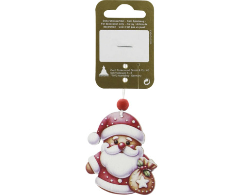 Santa Claus Christmas tree decoration on packaging