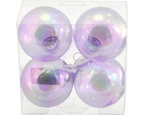 Weihnachtsbaumkugeln Acryl irisierend Ø 6 cm lila 4 Stück Vier Christbaumkugeln im Karton