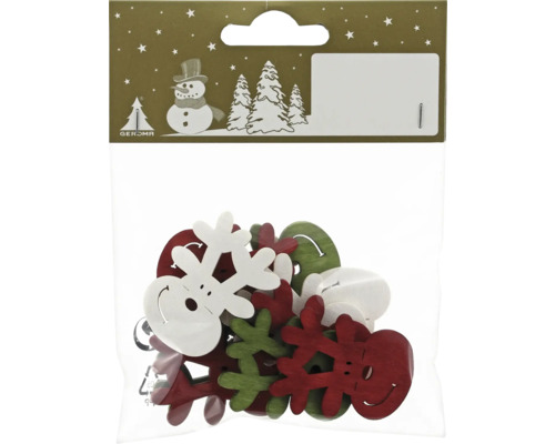 Weihnachtsdekoration Rentierkopf Holz 3,5 x 4 x 0,3 cm weiß 12 Stück Packung mit hölzernen Weihnachtsschmuck-Streuteilen in Form von Rentieren