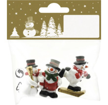 Verpackung mit drei Schneemannfiguren als Dekoration