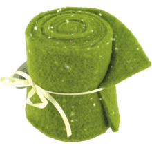 Grüne Filzrolle mit weißen Sprenkeln und Schleife